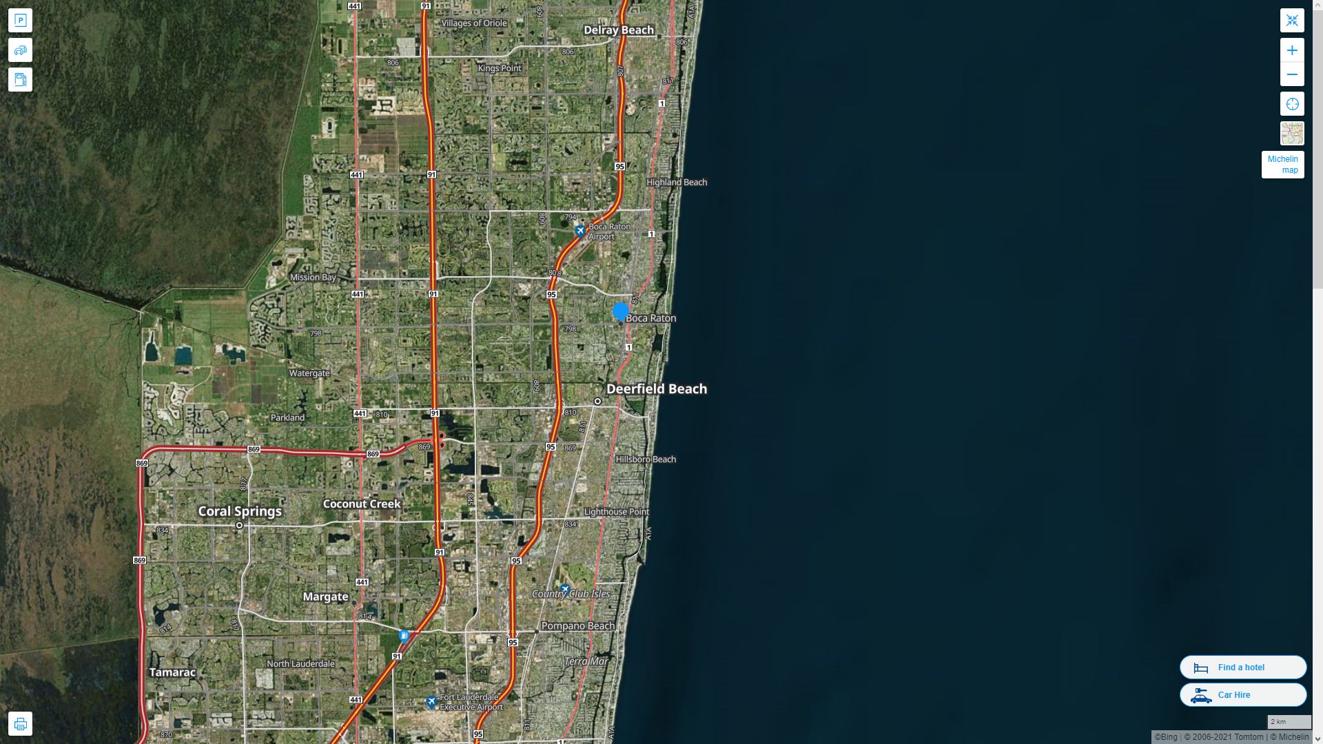 Boca Raton Florida Highway and Road Map with Satellite View